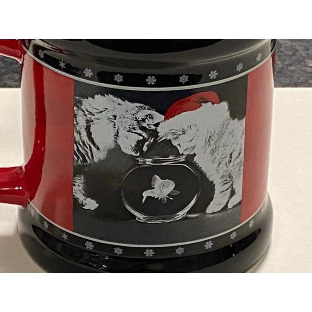 Keith Kimberlin 2006 Cat Kitten Santa hat Coffee Mug Gold Fish Bowl Signed 🐈🐾